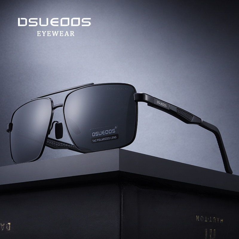 DSUEOOS Men's Polarized Photochromic Sunglasses - Square Driving Eyewear for Day & Night Vision, Fishing & Outdoor Sports - DSUEOOS