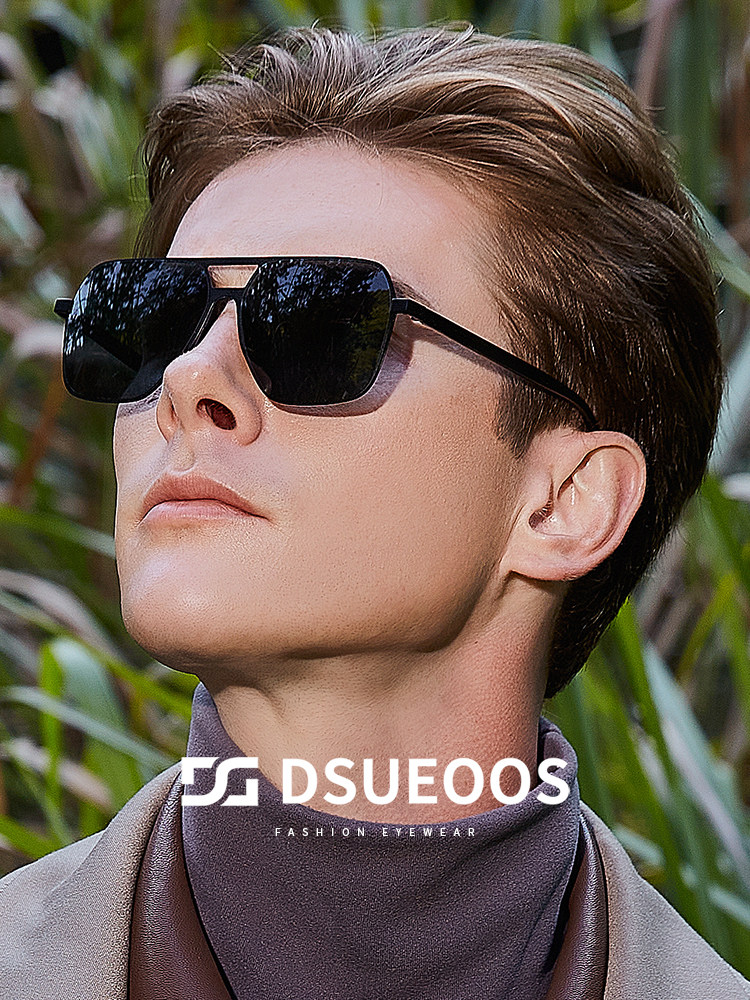 DSUEOOS Men's Oversized Polarized Aviator Sunglasses - HD Nylon Lens Driving Glasses for Wide Faces - DSUEOOS