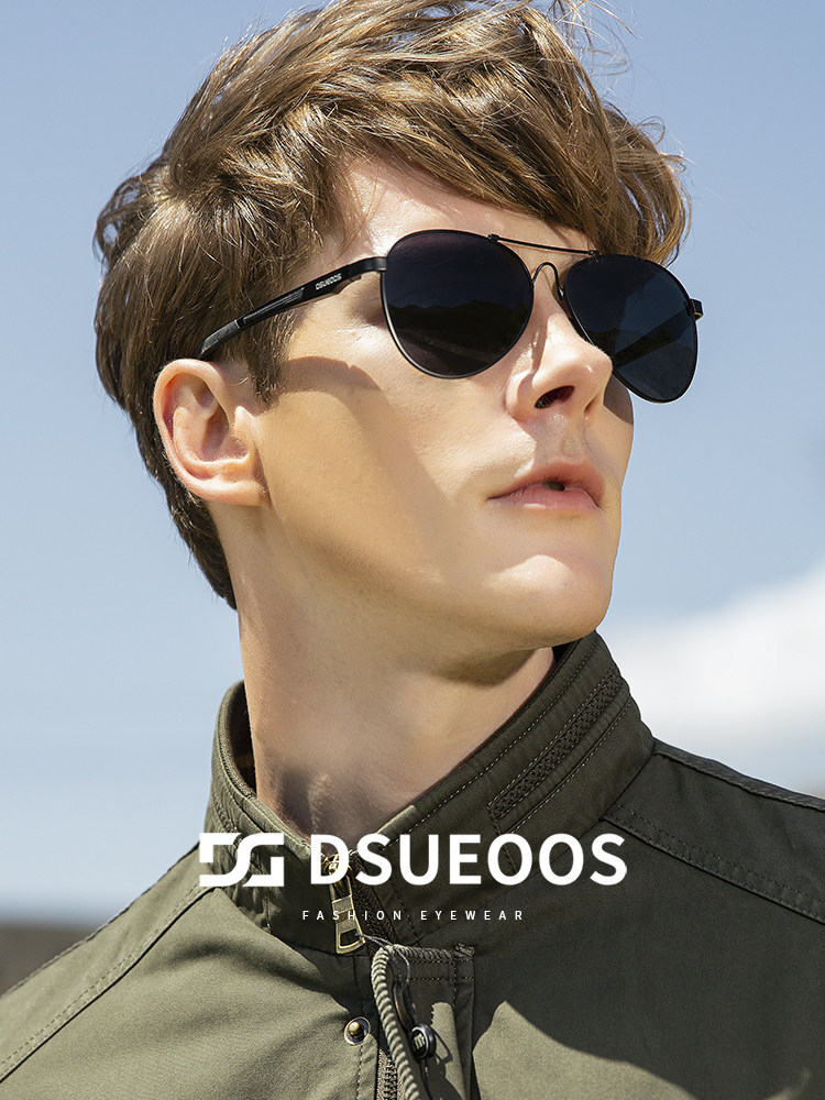 DSUEOOS Polarized Aviator Sunglasses for Men - HD Driving Shades with UV400 Protection & Titanium Frame - DSUEOOS
