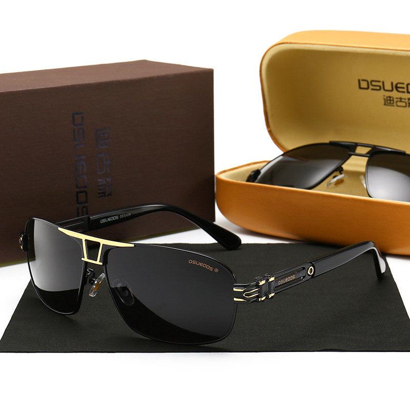 DSUEOOS Men's Polarized Sunglasses - Vintage Square Driving Glasses for UV Protection & Comfort - DSUEOOS