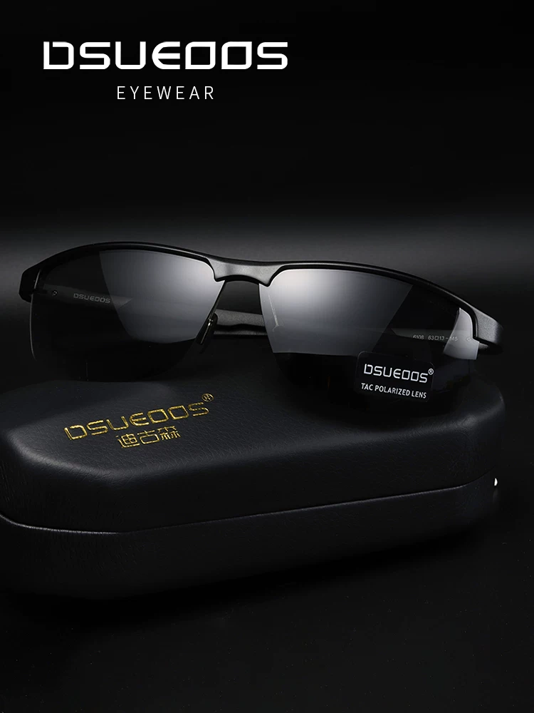 DSUEOOS Luxury Polarized Aviator Sunglasses for Men - HD Driving & Sports Shades - Photochromic Day-Night Vision D6108 - DSUEOOS
