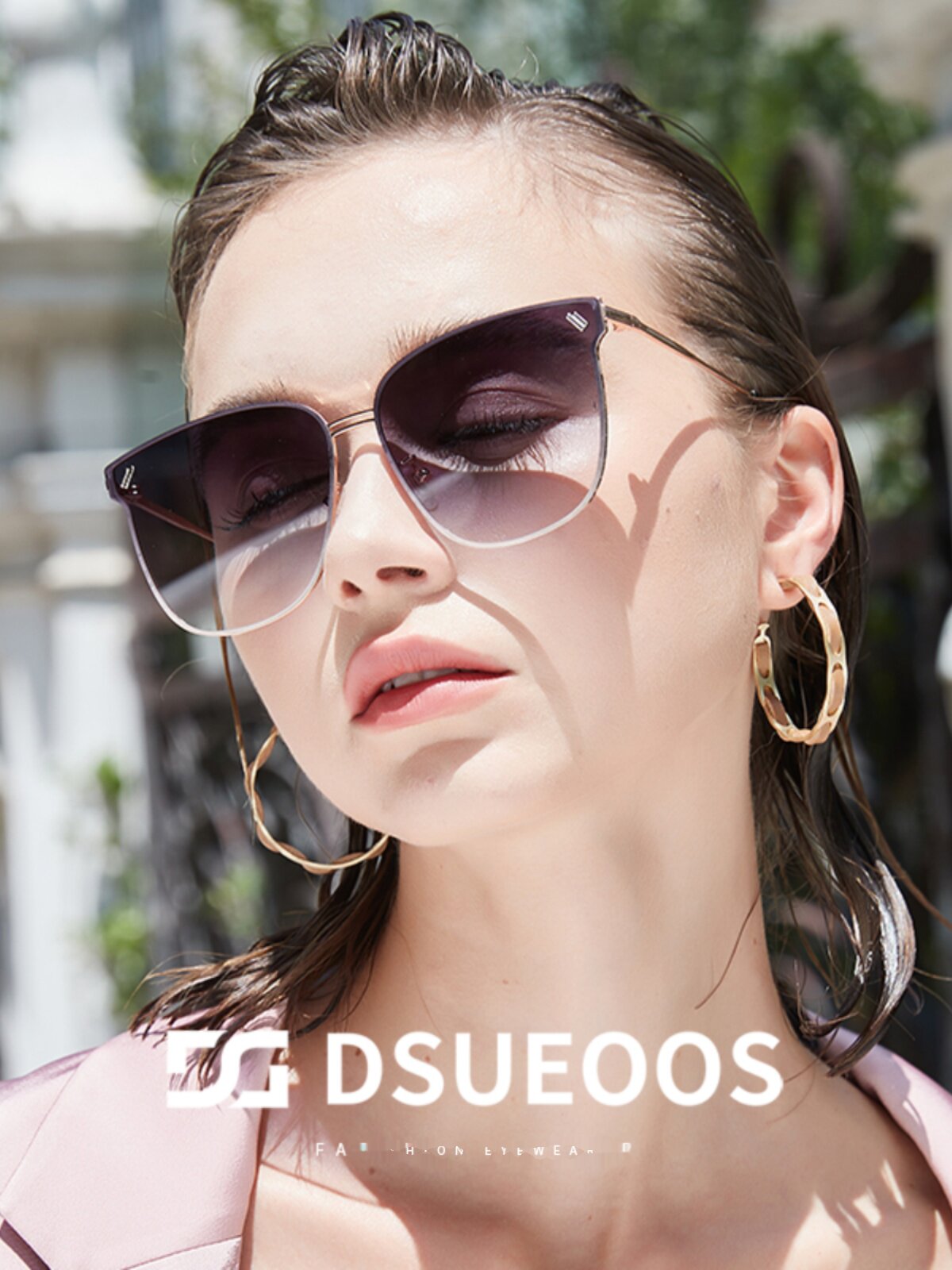 DSUEOOS Oversized Butterfly Sunglasses for Women - Slimming Face Effect, UV400 Gradient Lens, Luxury Driving Eyewear - DSUEOOS