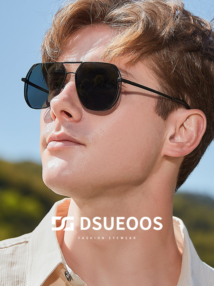 DSUEOOS Premium Polarized Aviator Sunglasses for Men & Women - Lightweight Titanium Frame High-Definition Driving Shades X-7061 - DSUEOOS