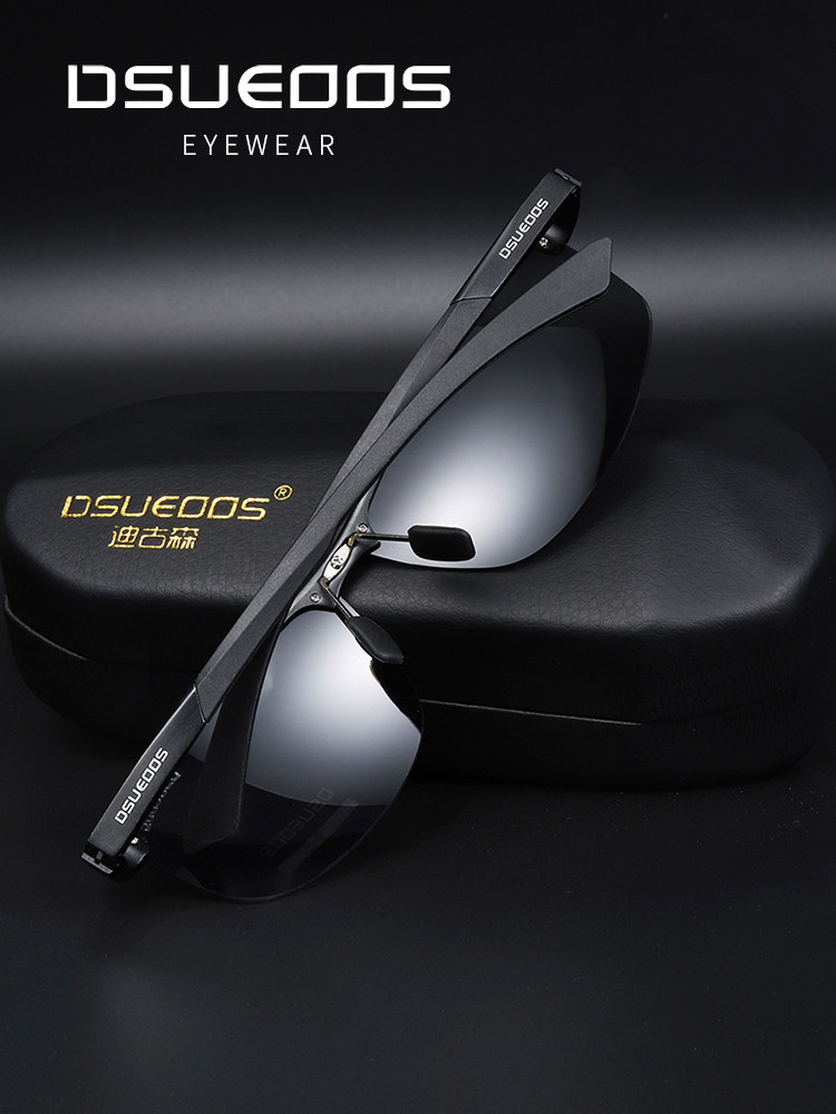 DSUEOOS Luxury Polarized Aviator Sunglasses for Men - HD Driving & Sports Shades - Photochromic Day-Night Vision D6108 - DSUEOOS