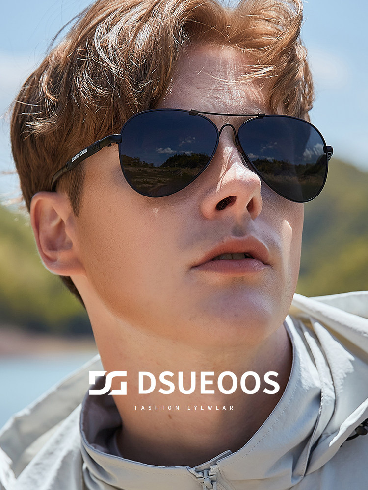 DSUEOOS Premium Polarized Aviator Sunglasses for Men - Titanium Frame HD Driving Eyewear with UV400 Protection - DSUEOOS