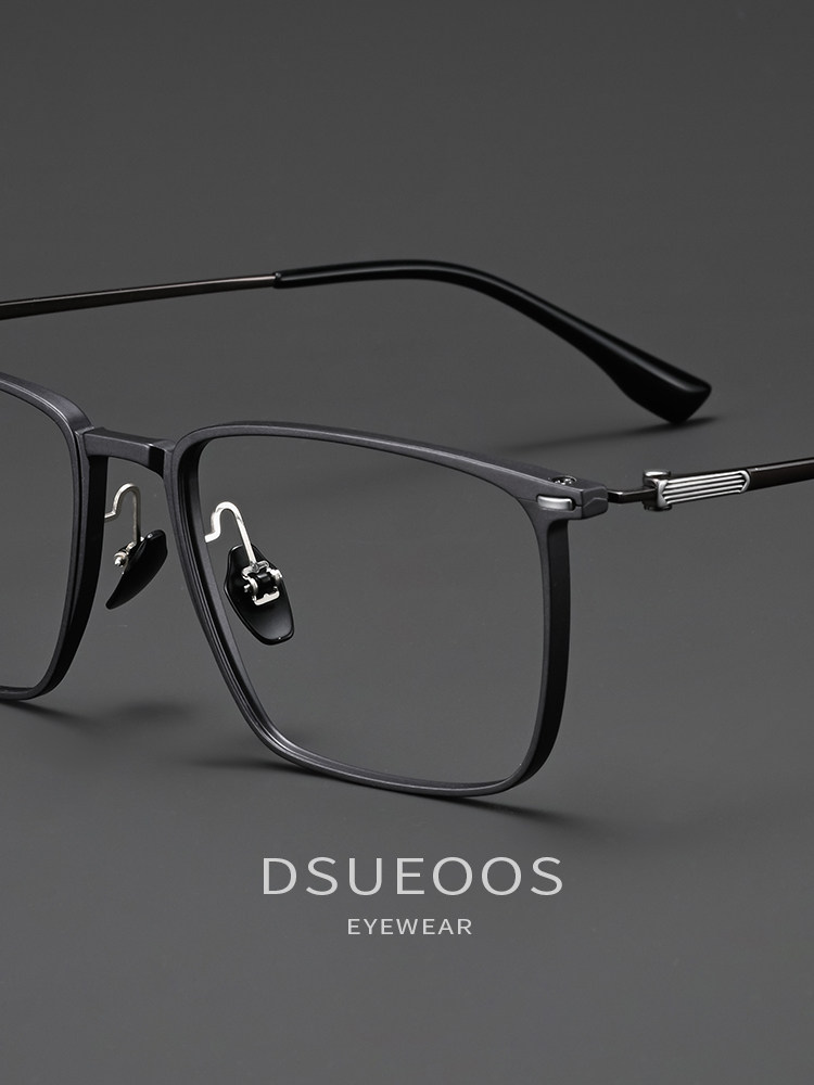 DSUEOOS Ultra-Light 9g Pure Titanium Men's Eyeglasses - Designer Square Full-Rim Prescription Frames D7014 - DSUEOOS