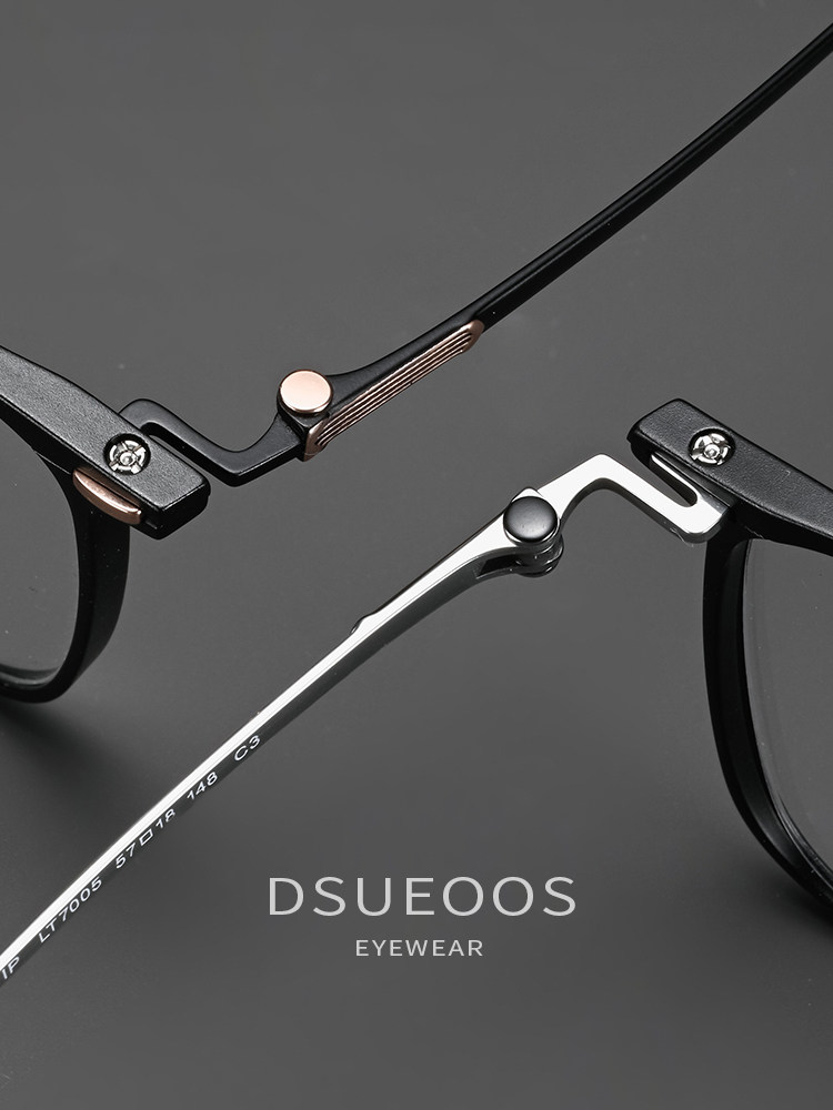 DSUEOOS Ultra-Light 9g Pure Titanium Men's Eyeglasses - Designer Square Full-Rim Prescription Frames D7014 - DSUEOOS