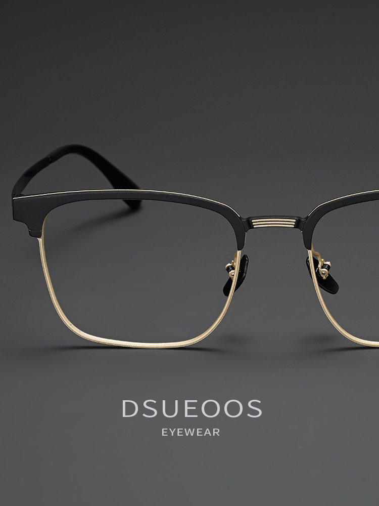 DSUEOOS Designer Ultra-Light Pure Titanium Browline Eyeglasses Frame for Men - Premium Prescription-Ready Luxury Glasses - DSUEOOS