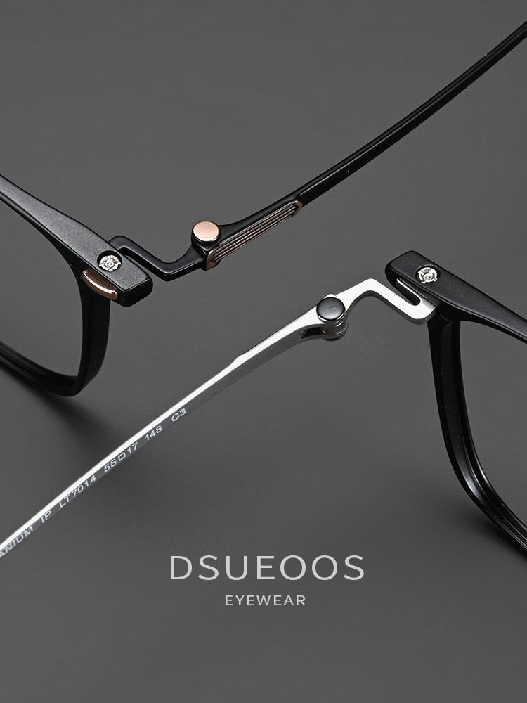 DSUEOOS Designer Men's Pure Titanium Square Eyeglasses - Ultralight Business Prescription Optical Frames D7005 - DSUEOOS