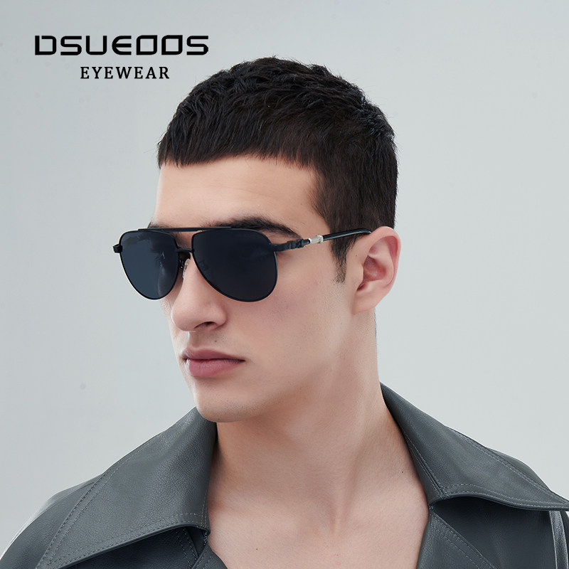 DSUEOOS Polarized Photochromic Sunglasses for Men - Luxury Titanium Aviator Driving Glasses Day/Night Vision - DSUEOOS