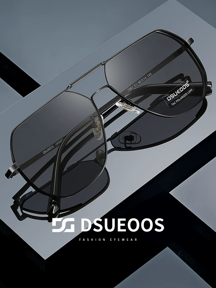 DSUEOOS Polarized Photochromic Sunglasses for Men - Night Vision & Day Driving Aviator Glasses for Fishing - DSUEOOS