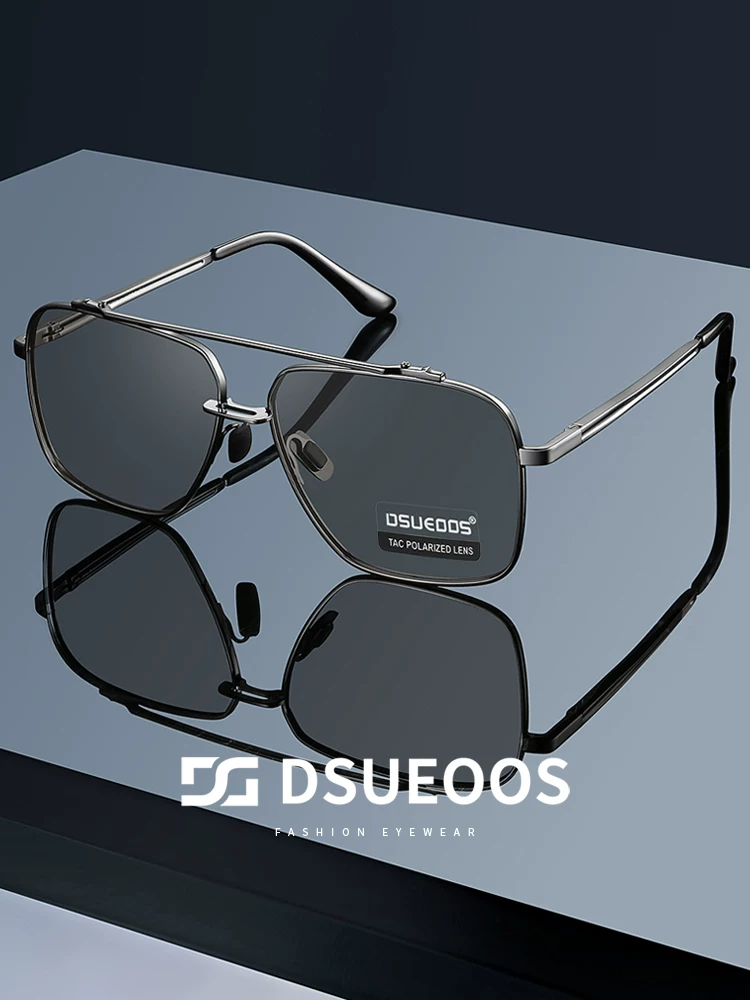 DSUEOOS Aviator Polarized Sunglasses for Men - Photochromic Day-Night Vision Driving & Fishing Eyewear - UV400 Anti-Glare Professional Pilot Shades - DSUEOOS