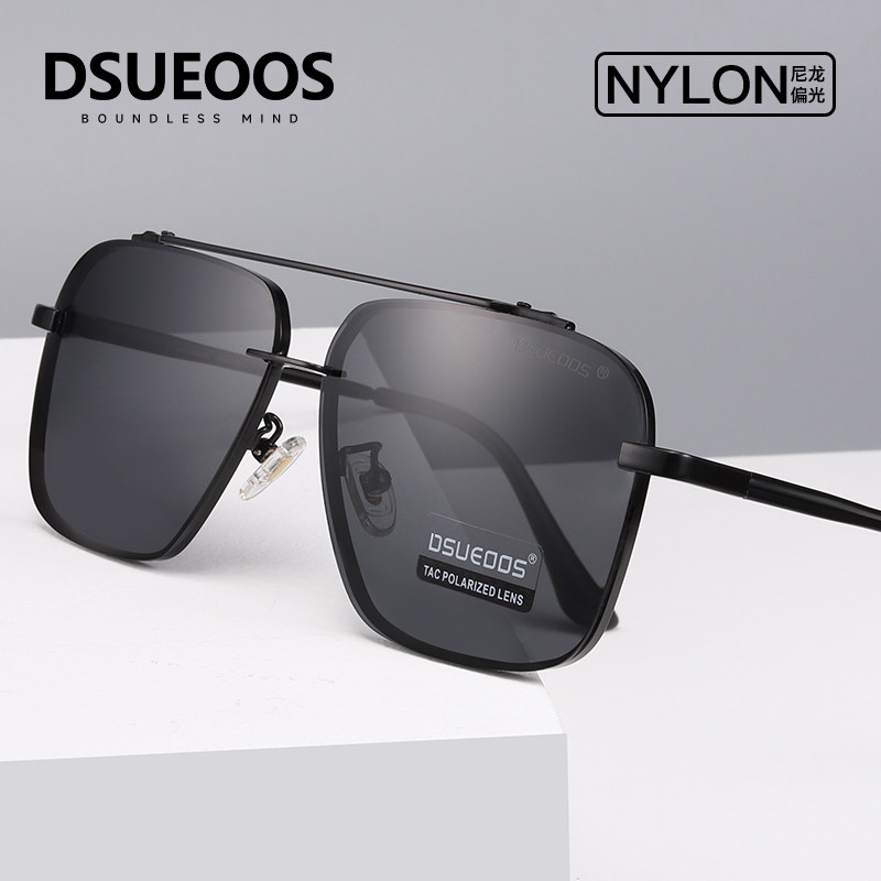 DSUEOOS Men's Aviator Polarized Sunglasses - Titanium Luxury Driving Shades with UV400 Nylon Lenses - DSUEOOS