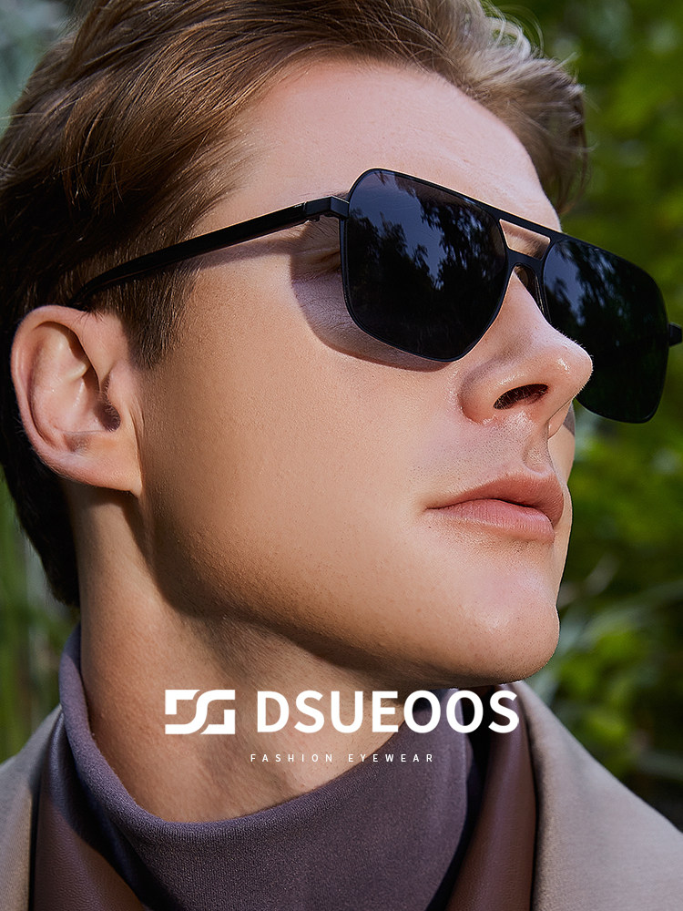 DSUEOOS Men's Oversized Polarized Aviator Sunglasses - HD Nylon Lens Driving Glasses for Wide Faces - DSUEOOS