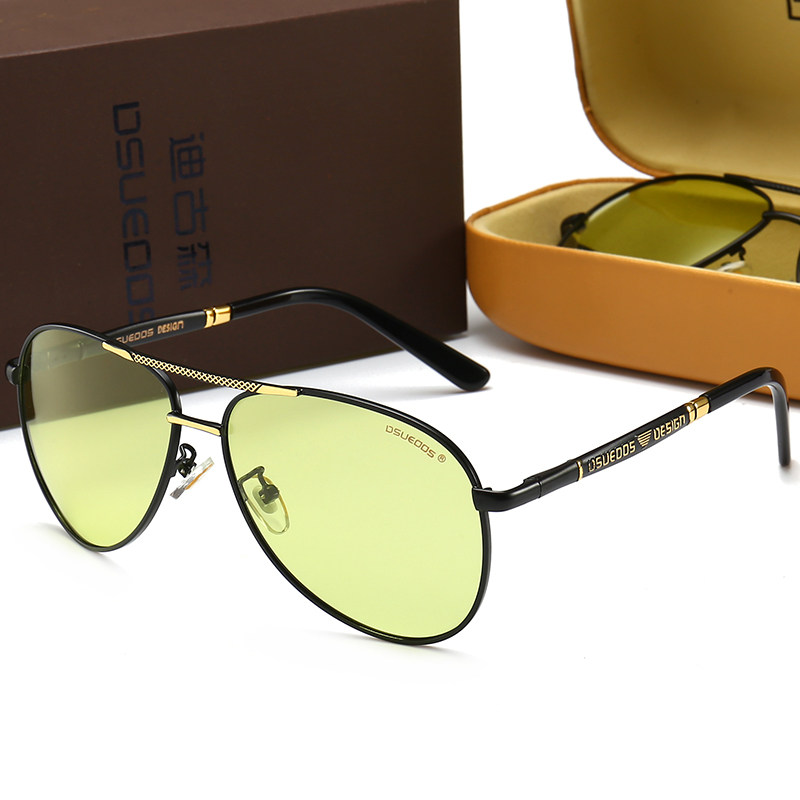 DSUEOOS HD Night Vision Driving Glasses - Polarized Anti-Glare Aviator Sunglasses for Men & Women - Enhance Clarity for Night Driving - DSUEOOS